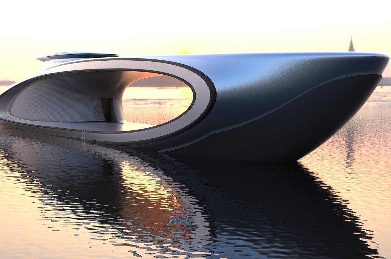 This sleek superyacht with its hollowed out center challenges and revolutionizes the luxury automotive world
