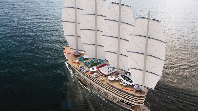 This Bonkers 8-Deck 525-Foot Sailing Gigayacht Is a 21st-Century Galleon—With a Fun Side