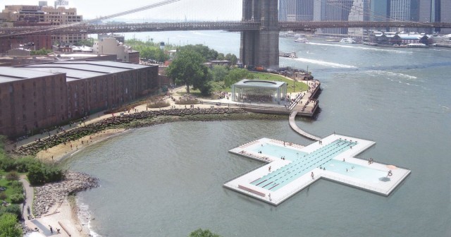 NYC Unveils Floating Swimming Pool To Clean 600,000 Gallons of Polluted Water Every Day