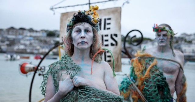 Naked mermaids tangled in discarded trawler nets wash up on beach