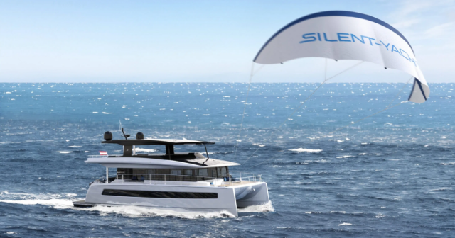 Silent Yachts adds a kite wing to its solar electric catamaran