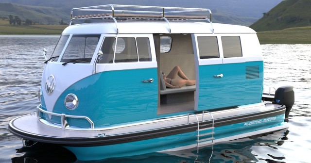 Creative Design Turns a VW Bus Into a Luxury Pontoon Boat