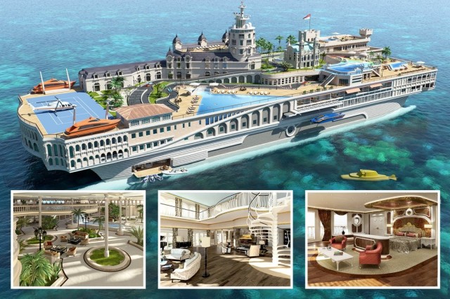 Inside the $1bn superyacht so big it has a STREET on the top deck