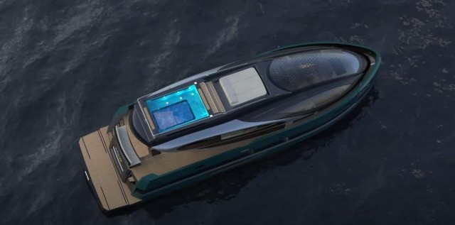 With private jet inspired interiors, this stunning spaceship-styled electric luxury yacht comes with a panoramic rooftop jacuzzi
