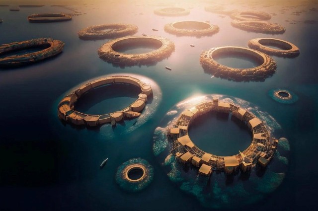 Self-sustaining island cities in the middle of the Great Pacific garbage patch are designed to clean the ocean