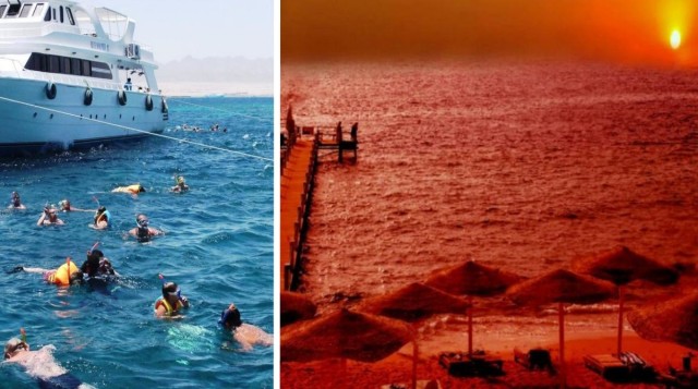 In Hurghada, the color of the Red Sea turned red, scaring tourists